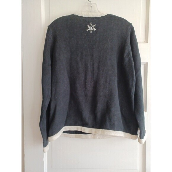 Holiday cardigan womens M Ugly Christmas novelty sweater snowmen winter classic - Picture 8 of 13